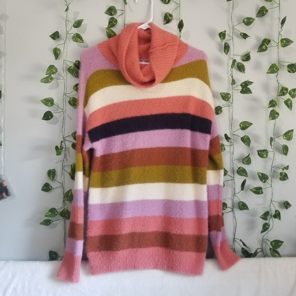 Caslon Womens Striped Cozy Turtleneck Knit Sweater - Picture 2 of 9